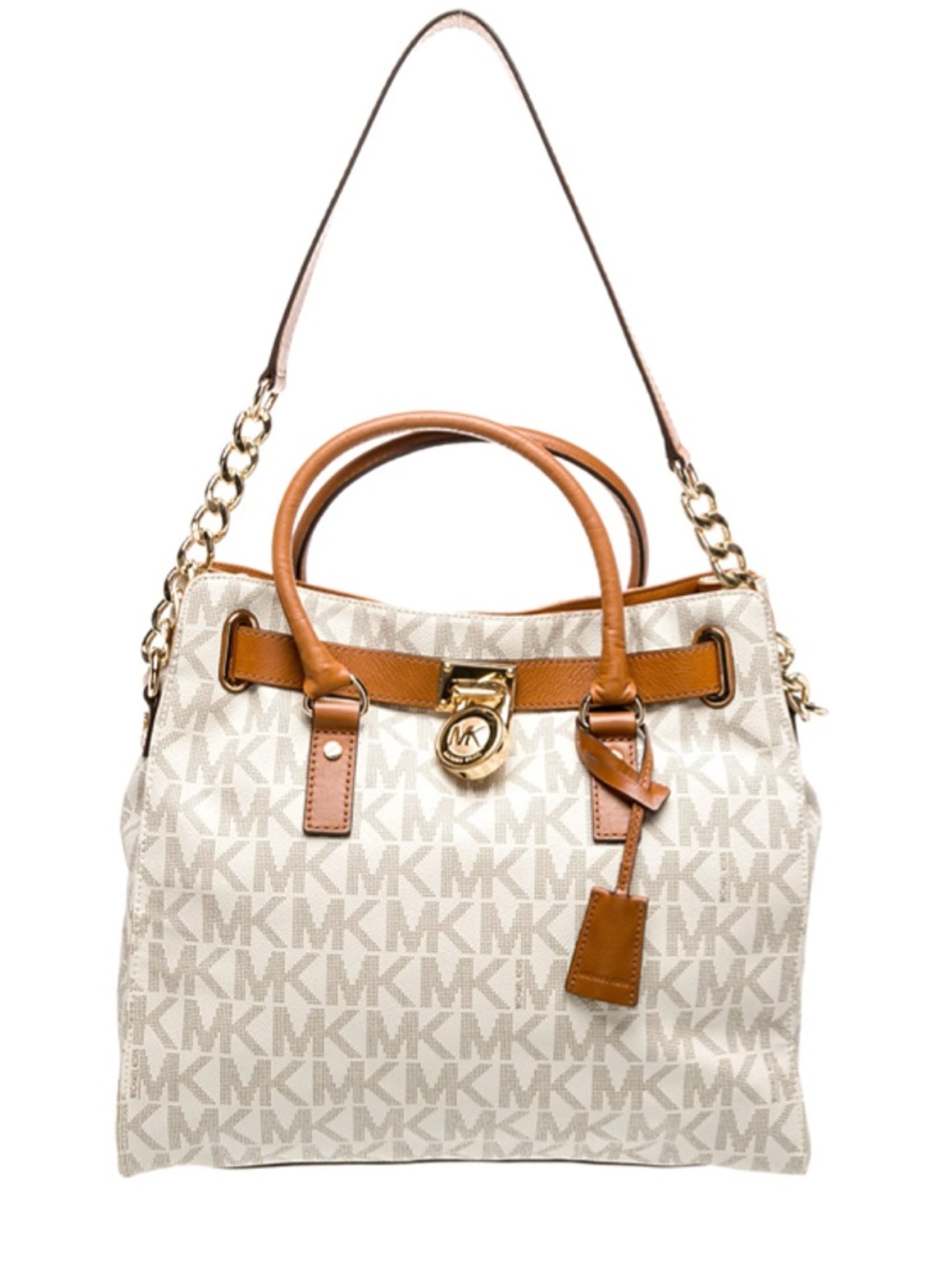 MICHAEL KORS Hamilton Large Vanilla Brown Monogram Tote/Shoulder Bag - Picture 4 of 14